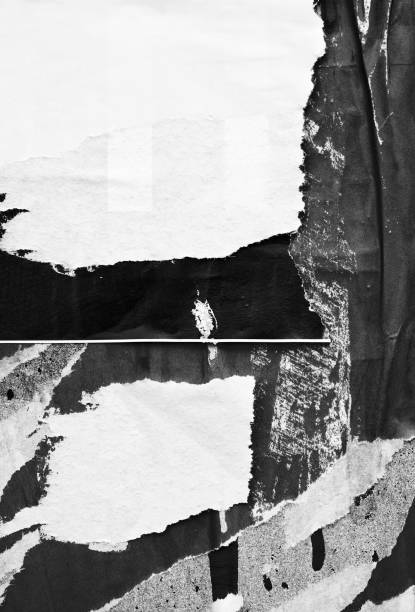 istock Blank white black old ripped torn paper crumpled creased posters grunge textures backdrop backgrounds placard 1147327218