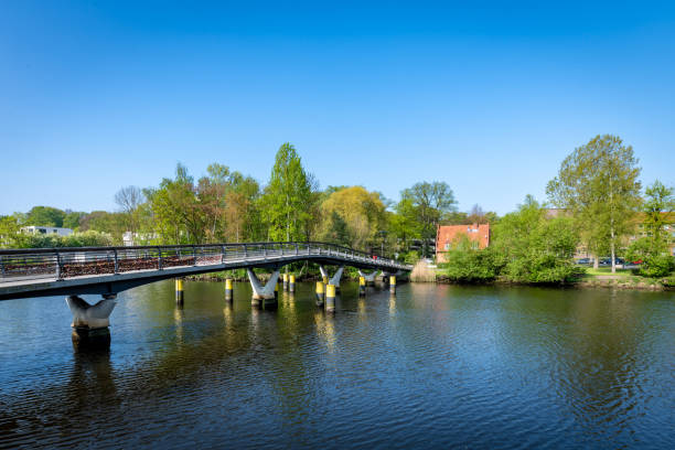 istock Modern bridge over the River Trave in Lubeck, Germany 1147330097