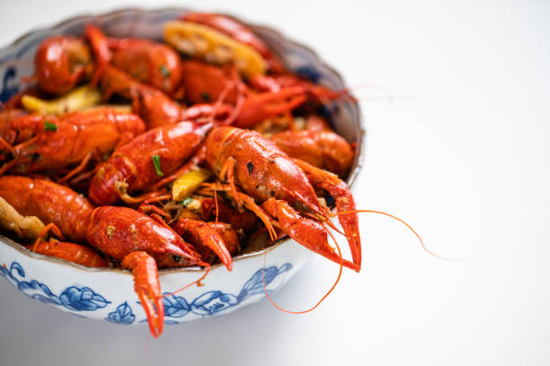 istock Chinese-flavored crayfish in blue and white porcelain 1147333789