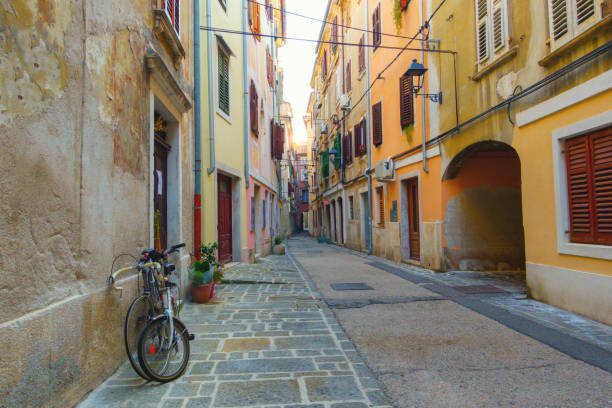 istock Old empty street of Piran 1147334852