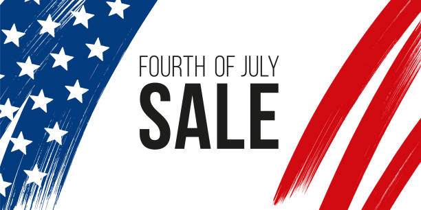 четвертого июля сша день независимости продажи баннера. - day 4 stock illustrations
