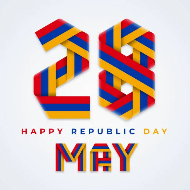Vector illustration of 28 May, Armenia Republic Day congratulatory design with Armenian flag colors. Vector illustration.
