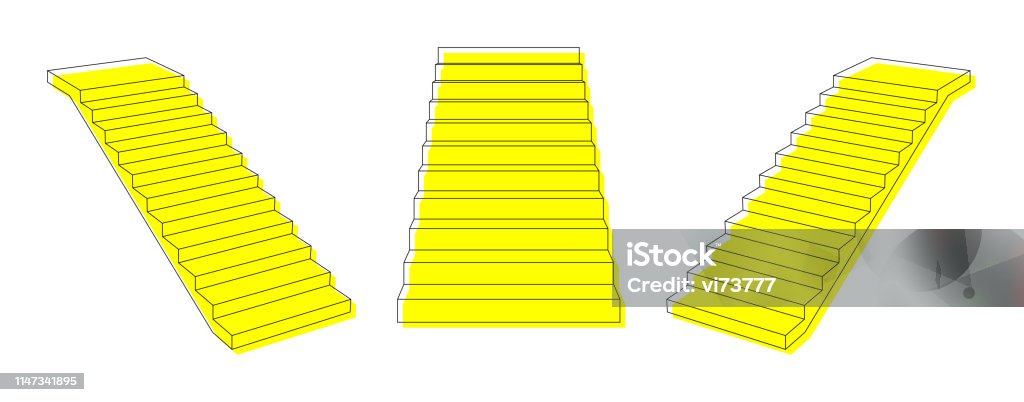 Yellow outline stairs plan. Vector illustration for design. Yellow outline stairs plan. Vector illustration for design Plan - Document stock vector