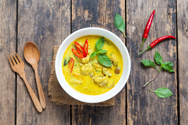 istock Top View Thai food, green curry chicken 1147346667
