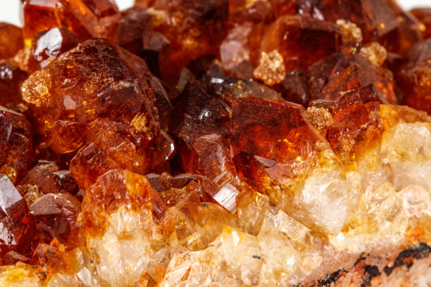 istock Macro mineral stone Citrine on white background 1147347985