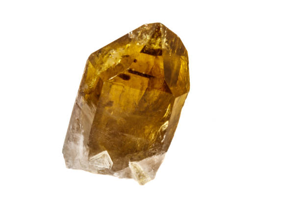 istock Macro mineral stone Citrine on white background 1147348080
