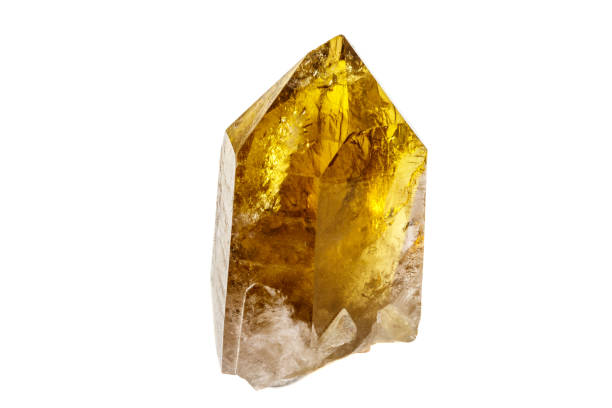 istock Macro mineral stone Citrine on white background 1147348166