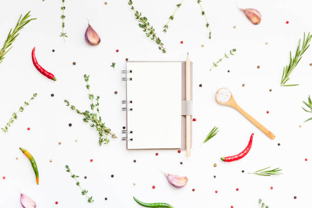 istock Blank notepad pages with greens herbs and spices 1147349115
