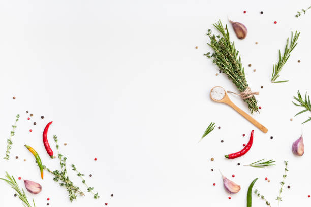 istock Food background with greens herbs and spices 1147349156