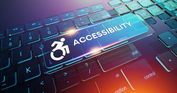 accessibility button on computer keyboard - accessibility imagens e fotografias de stock