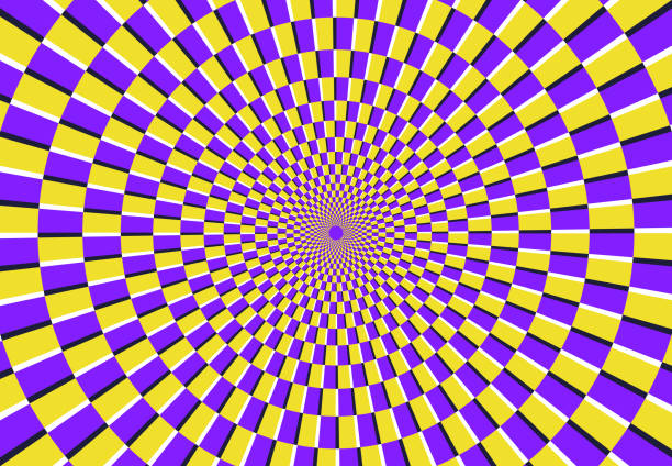 optische spiralillusion. magische psychedelische muster, wirbelnde illusionen und hypnotische abstrakte hintergrundvektorillustration - illusion stock-grafiken, -clipart, -cartoons und -symbole