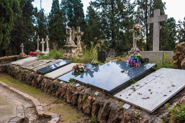 istock Several graves on Montjuic Cemetery, Barcelona, Spain 1147353368