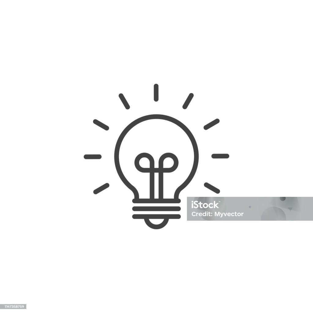 Innovation or innovative idea symbol. Linear icon. Innovation or innovative idea symbol. Linear design symbol with thin line and monochrome outline minimal style. Editable stroke. Icon Symbol stock vector