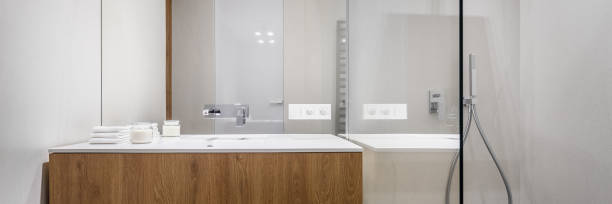 バスルーム (シャワー付き) - bathroom cabinet door drawer ストックフォトと画像