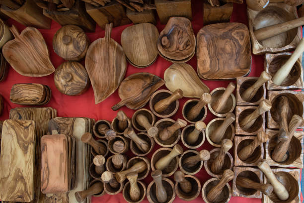 istock Spoons, forks, utensils and other kitchen utensils created in various types of wood 1147359719