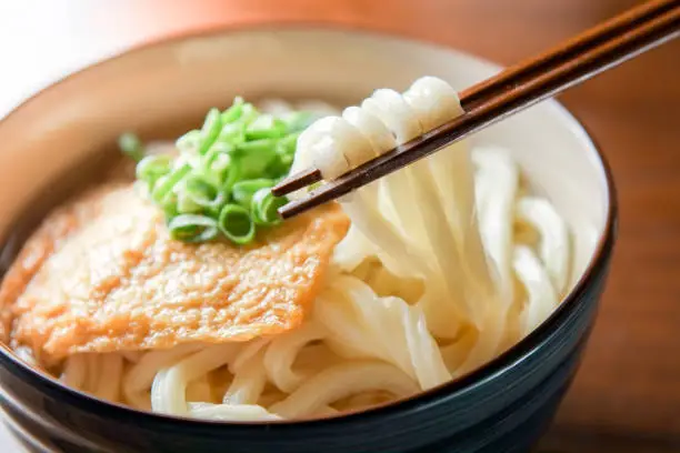 Udon with deep-fried tofu.