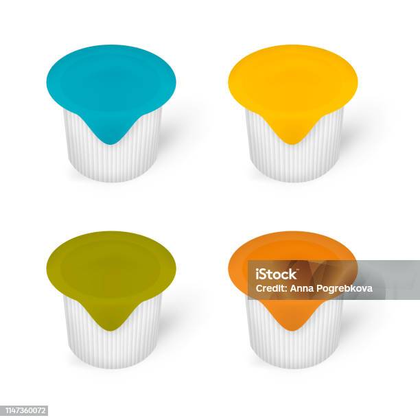 Blank Portioned Plastic Container With Colored Lidding Film Top Mockup  Stock Illustration - Download Image Now - iStock