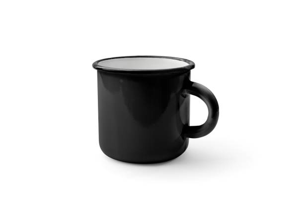 istock Black enamel mug isolated on white background. For your mock-up and branding. High resolution 1147363557