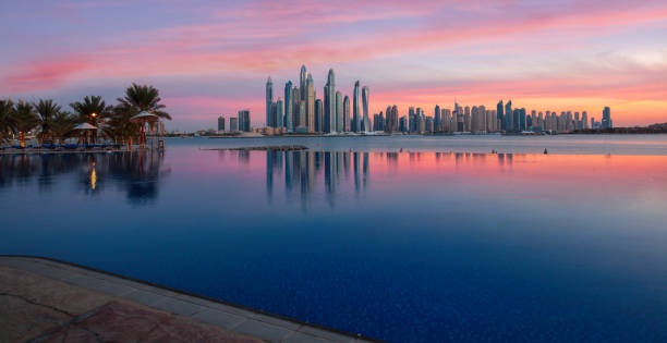 istock Skyline of Dubai Marina at sunset 1147366159