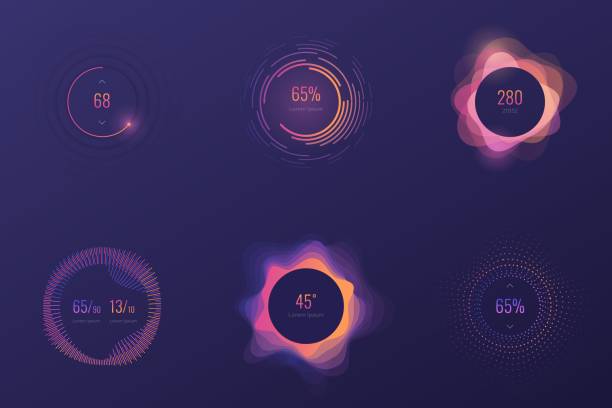 ilustrações, clipart, desenhos animados e ícones de botão de controle usado regulando. dashboard ui e ux kit. projeto do centro de controle. barra de progresso. controle de temperatura. - control room audio