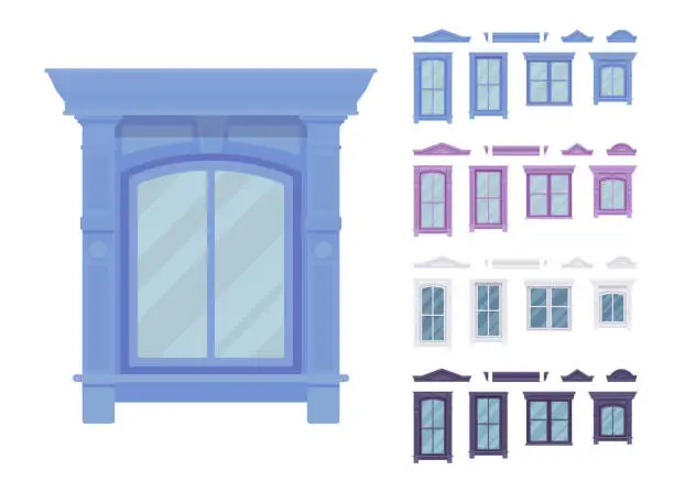 Vector illustration of Window for building fitted with glass in frame