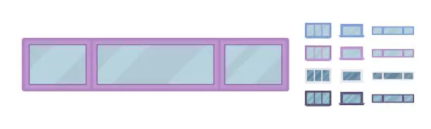 Vector illustration of Window for building fitted with glass in a frame