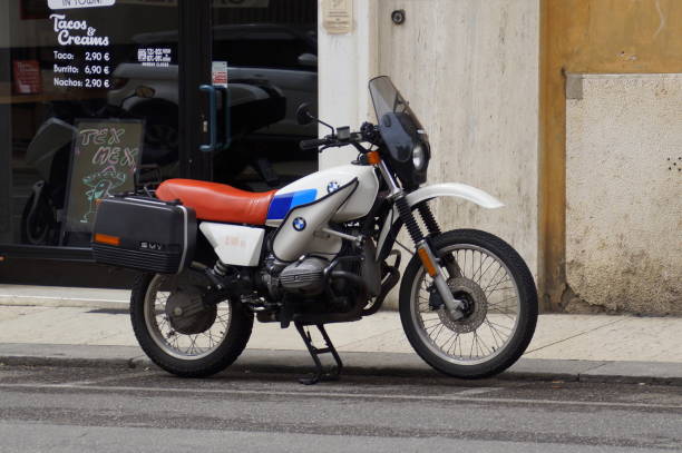 Verona, Italy - April 29, 2019: BMW R80G/S motorbike parked by the side of the road.