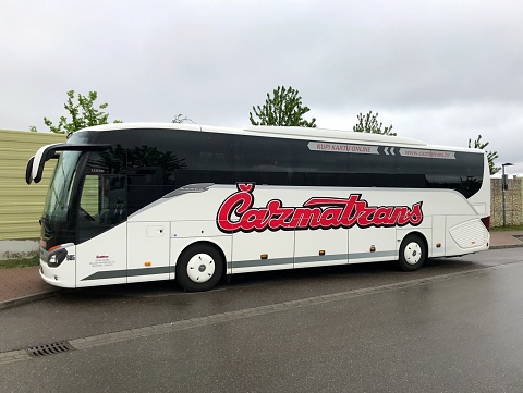 Denkendorf, Germany - May 4, 2019: Cazmatrans touring car parked on public parking lot.