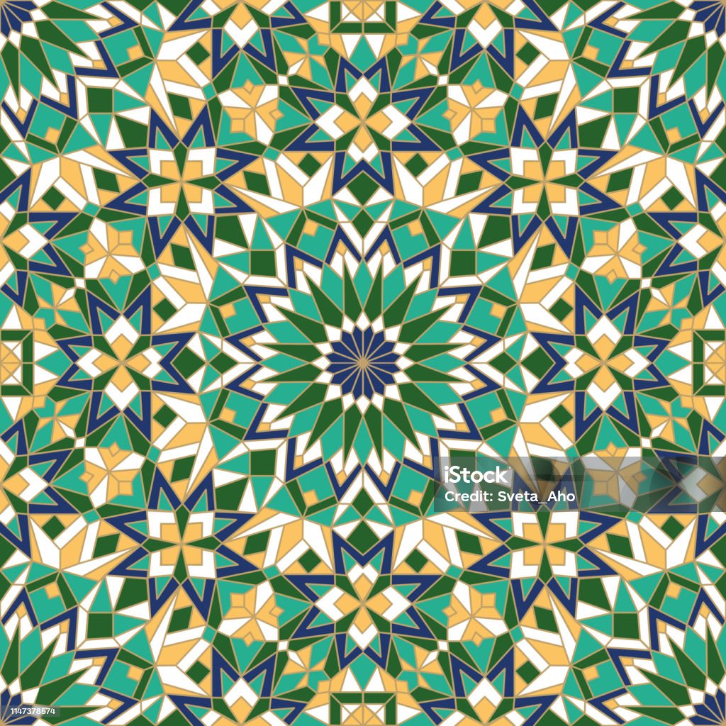 Morrocan Patterns Rectangle Morrocan Pattern Stock Illustration - Download Image Now - Green Color ...