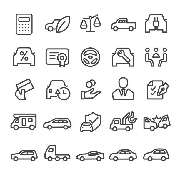 Vector illustration of Car Dealership Icons Set - Smart Line Series