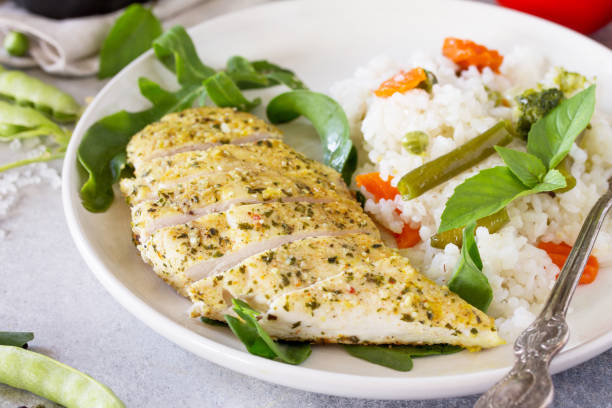 istock Fried rice with roasted chicken with spices. 1147381723