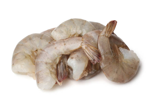 Fresh shrimps Fresh shrimps on white background raw food stock pictures, royalty-free photos & images