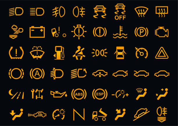 vector car dashboards icons - autoscheinwerfer stock-grafiken, -clipart, -cartoons und -symbole