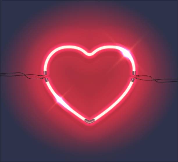 istock Bright heart. Neon sign. Retro neon heart sign on purple background. Design element for Happy Valentine's Day. Ready for your design, greeting card, banner. Vector illustration. 1147386581