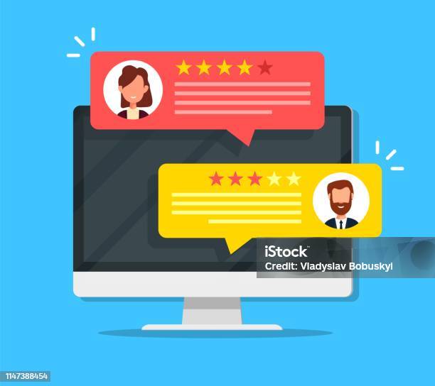 Computer Cartoon Message Chat Messages Notification On Computer Screen Vector Illustration Flat ...