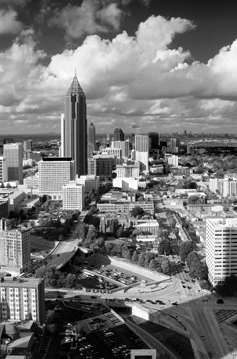 Atlanta Georgia's beautiful skyline captured in black and white