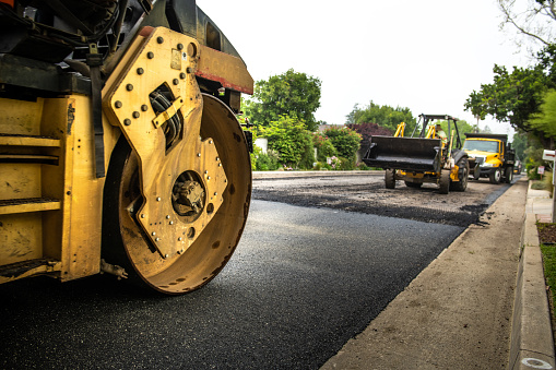 istock Road Paving Construction on Residential Street 1147390588