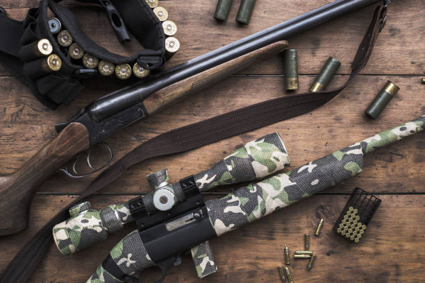 istock Small caliber 22 long rifle and double-barreled hunting rifle 1147398630
