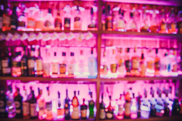 istock Abstract shelves with different bottles of alcohol 1147398897