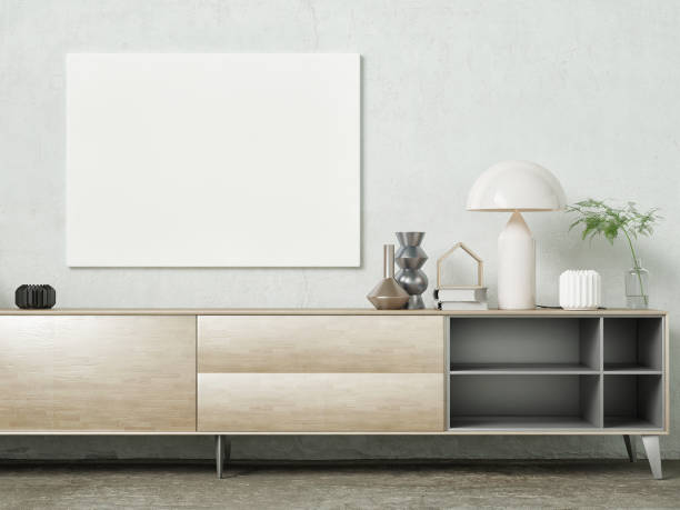 istock Mock up poster, modern sideboard with decoration 1147399050