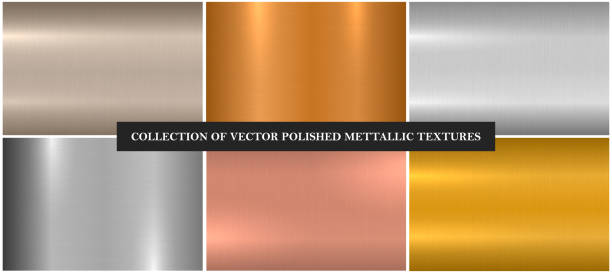 Vector metallic smooth textures. Bright color gradient iron backgrounds. Shiny brushed design Vector metallic smooth textures. Bright color gradient iron backgrounds. Shiny brushed design. bronze alloy illustrations stock illustrations