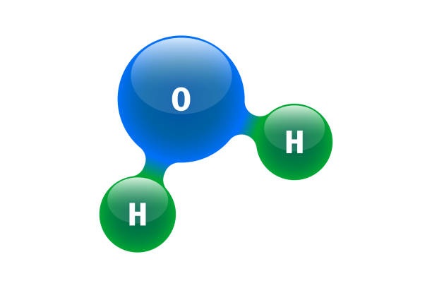 분자 물 h2o 과학 원소의 화학 모델. 통합 입자 수소 및 산소 천연 무기 화합물. 3 차원 분자 구조 벡터 일러스트 레이 션 절연 - inorganic stock illustrations