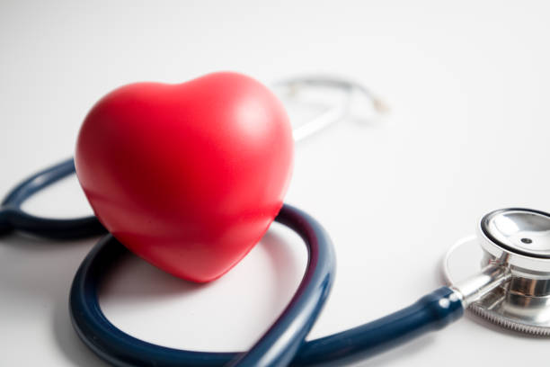 istock Red heart with stethoscope on white background 1147432752
