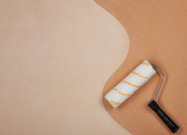 istock Painting accessories. Background for construction or design office 1147432763