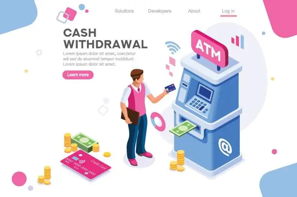 Vector illustration of Financial Withdrawal Cash ATM