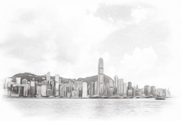 Hong Kong filtered to appear like a sketch.