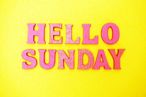 Hello Sunday alphabet letters on yellow background
