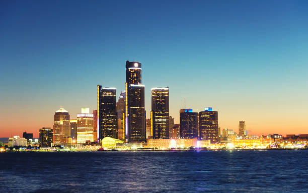 istock Detroit Skyline with Renaissance center at sunset 1147450118