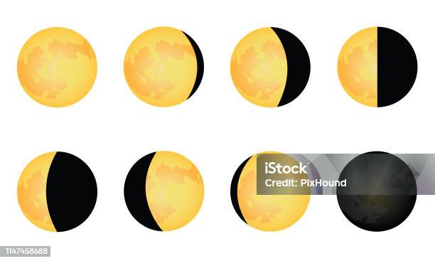 Phase Of Moon Illustration Simple Vector Graphic Stock Illustration - Download Image Now - Moon, Cycle - Vehicle, Full Moon