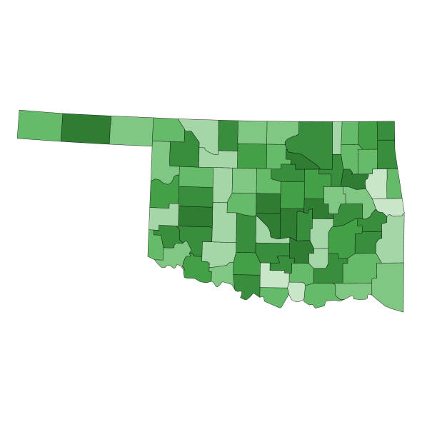 オクラホマ州地図と郡 - oklahoma map cartography topography点のイラスト素材／クリップアート素材／�マンガ素材／アイコン素材